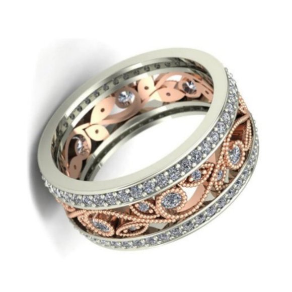 Rose Gold & White Sapphire Ring - Picture 3 of 3
